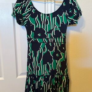 BCBGMaxAzria Black and Green Patterned Dress